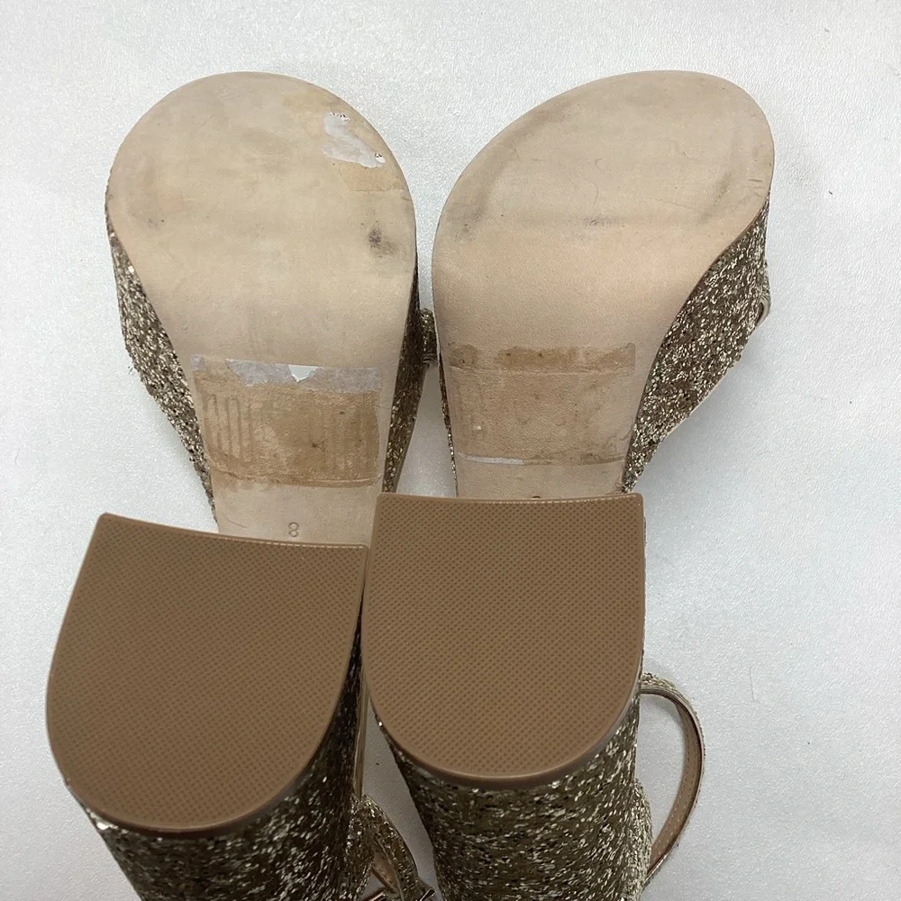 Badgley Mischka Party Platform Block Heel in‎ Gold Silver Glitter - Picture 15 of 16